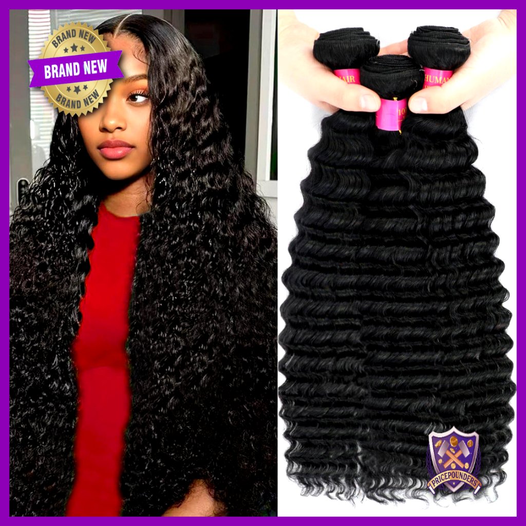 Deep Wave Human Hair Bundles 20 22 24 Inch Brazilian Virgin Hair